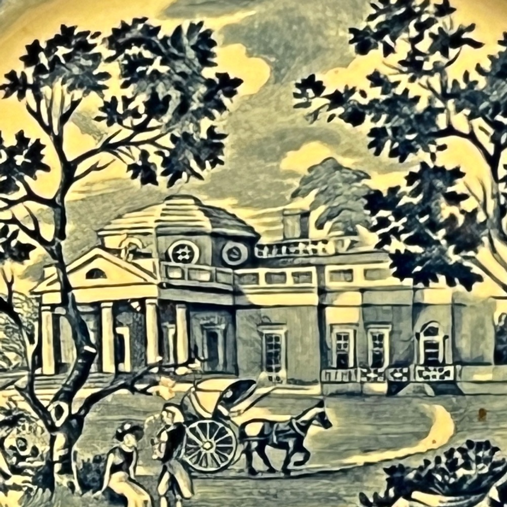 LIBERTY BLUE ORIGINAL COPPER ENGRALiNGS OF
HISTORIC COLONIAL SCENES small plate